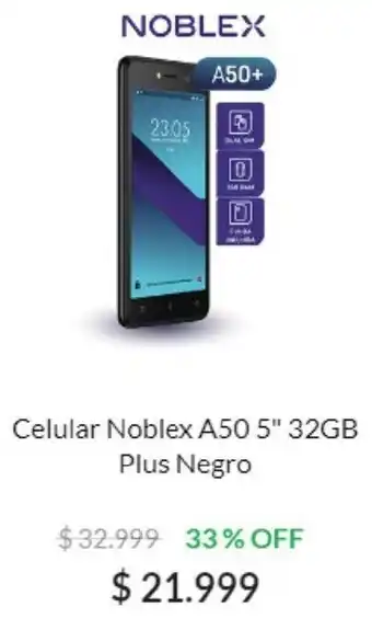 Casa del Audio Celular Noblex A50 5" 32GB Plus Negro oferta
