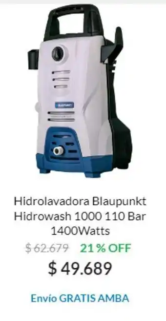 Casa del Audio Hidrolavadora Blaupunkt Hidrowash 1000 110 Bar 1400Watts oferta