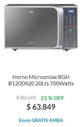 Casa del Audio Horno Microondas BGH B120DS20 20Lts 700Watts oferta