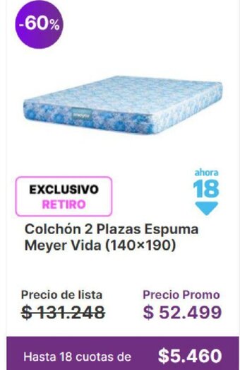Sommier Center Colchón 2 Plazas Espuma Meyer Vida (140x190) oferta