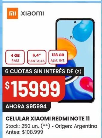 Changomas Celular xiaomi redmi note 11 oferta