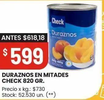 Changomas Duraznos en mitades check 820 gr oferta
