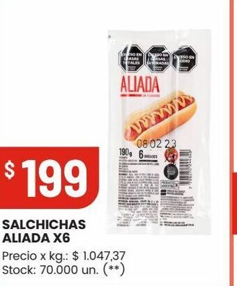 Changomas Salchichas aliada x6 oferta