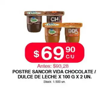 Supermercados Tadicor Vida Postre Sancor Chocolate / Dulce de Leche x 100g x 2 un. oferta