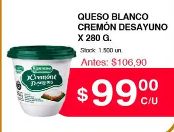 Supermercados Tadicor Queso Blanco Cremón Desayuno x 280g oferta
