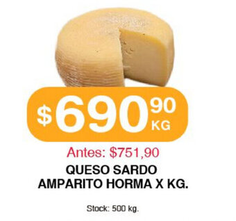 Supermercados Tadicor Queso Sardo Amparito Horma x kg oferta
