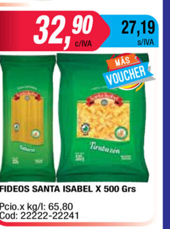 Maxiconsumo Fideos Santa Isabel x 500grs oferta