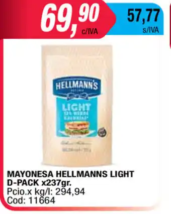 Maxiconsumo Hellmanns Ketchup Light D-Pack x 237gr oferta