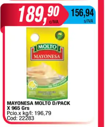 Maxiconsumo Molto Mayonesa D/Pack x 965grs oferta