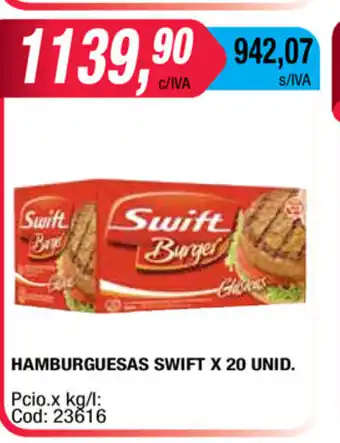 Maxiconsumo Swift Hamburguesas x 20 unid oferta