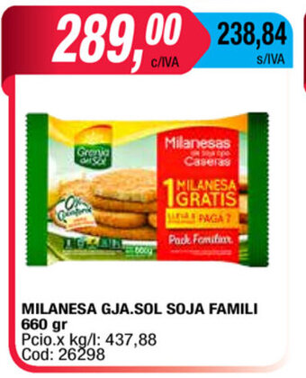 Maxiconsumo Milanesa Gja.Sol Soja Famili 660gr oferta