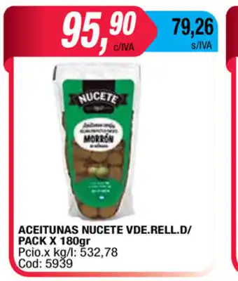 Maxiconsumo Nucete Aceitunas VDE. Rell.D/ pack x 180gr oferta