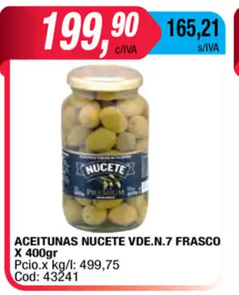 Maxiconsumo Aceitunas Nucete VDE.N.7 Frasco x 400gr oferta