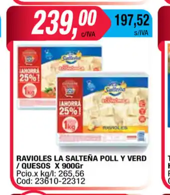 Maxiconsumo Ravioles La Salteña Poll Y Verd/Quesos x 900gr oferta