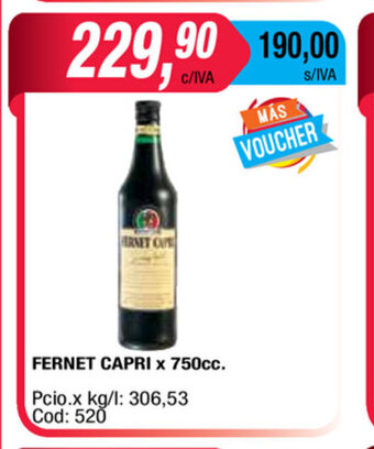 Maxiconsumo Fernet Capri x 750cc oferta