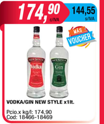 Maxiconsumo Vodka/Gin New Style x 1lt oferta