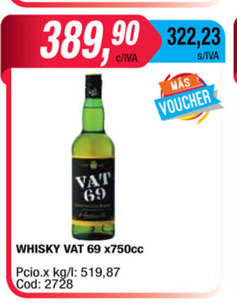 Maxiconsumo Whisky Vat 69 x 750cc oferta