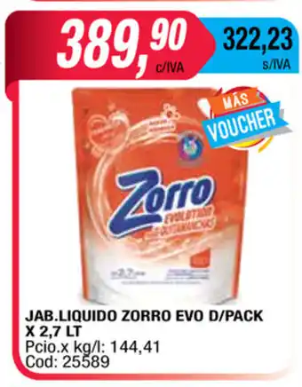 Maxiconsumo Zorro Jab.Liquido Evo D/Pack x 2,7lt oferta