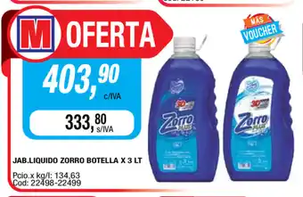 Maxiconsumo Zorro Jab.Liquido Botella x 3lt oferta