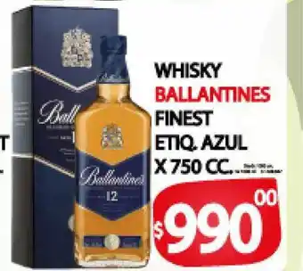 Ballantines Whisky Finest Etiq. Azul x 750cc