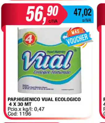 Maxiconsumo Vual Pap Higienico Ecologico 4 x 30mt oferta