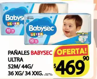 Supermercados Mariano Max Babysec Pañales Ultra 52M/44G/36 XG/34 XXG oferta