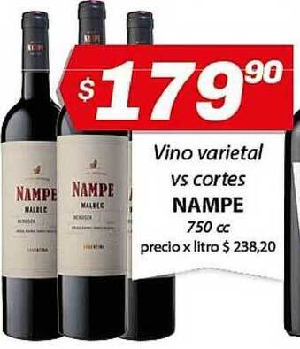 Almacor Nampe Vino Varietal Vs Cortes 750cc oferta