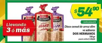 Almacor Dos Hermanos Disco Cereal De Arroz Slim Vs Sabores 100gr oferta