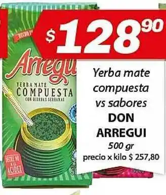 Almacor Don Arregui Yerba Mate Compuesta Vs Sabores 500gr oferta