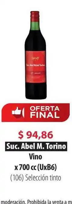 Parodi Suc. Abel M. Torino Vino Selección Tinto 700 cc oferta