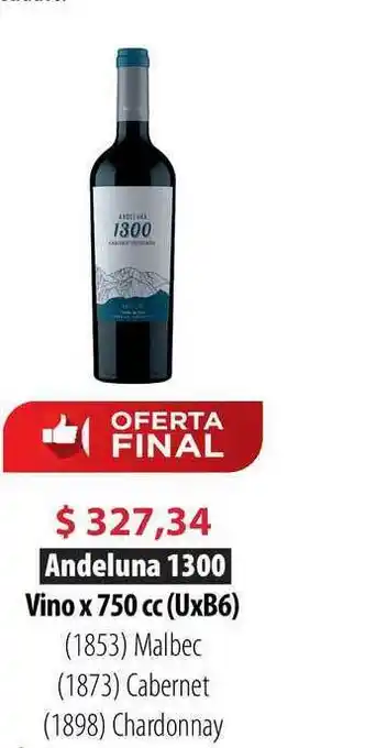 Parodi Andeluna 1300 Vino Malbec Cabernet Chardonnay x 750 cc oferta