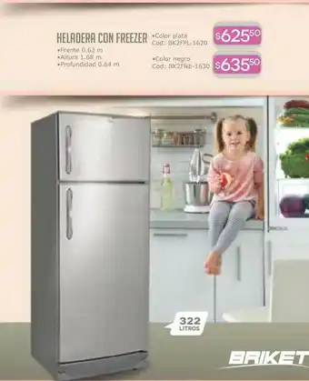 Cuotas del Sur Heladera Con Freezer Bk2fpl-1620 Bk2fne-1630 Briket oferta
