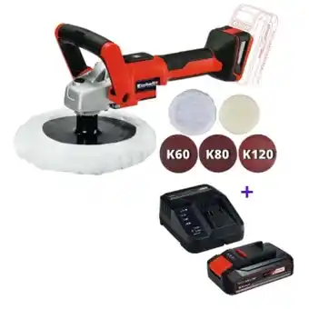 Pulidora lijadora inalámbrica 180mm einhell ce-cp 18/180 li + cargador y batería
