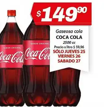 Almacor Gaseosa Cola Coca Cola 250cc oferta