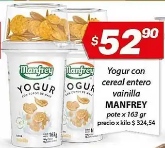 Almacor Manfrey Yogur Con Cereal Entero Vainilla 163gr oferta