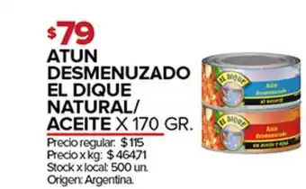 Disco Atun Desmenuzado El Dique Natural-aceite 170gr oferta