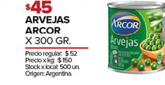 Disco Arvejas Arcor 300gr oferta