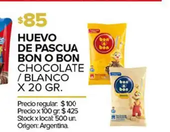 Disco Huevo De Pascua Bon O Bon Chocolate - Blanco 20gr oferta