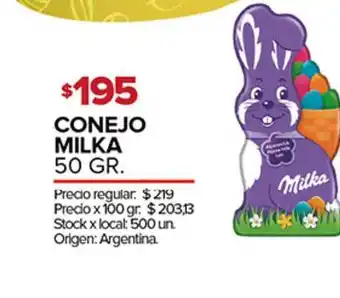 Disco Conejo Milka 50gr oferta