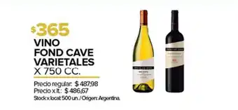 Disco Vino Fond Cave Varietales 750cc oferta