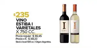 Disco Vino Estiba I Varietales 750cc oferta