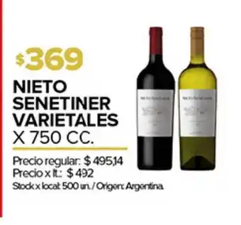 Disco Nieto Senetiner Varietales 750cc oferta