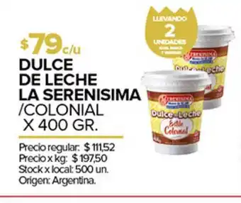 Disco Dulce De Leche La Serenisima-colonial 400gr oferta