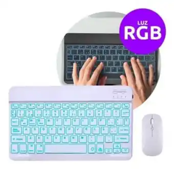 Frávega Kit mini teclado y mouse bluetooth rgb recargable esp xinua blanco oferta