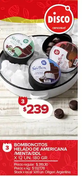 Bomboncitos Helado De Americana-menta-ddl 180gr