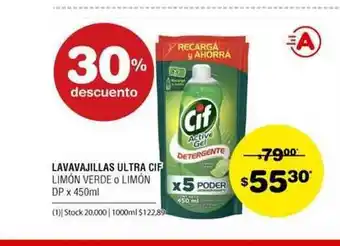 Atomo Conviene Lavavajillas Ultra Cif Limón Verde O Limón 450ml oferta