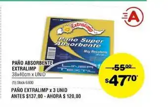 Atomo Conviene Paño Absorbente Extralimp 38x40 x unid oferta