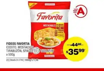 Atomo Conviene Fideos Favorita Codito, Mostachol, Tirabuzón, Spaguettí O Tallarín 500g oferta
