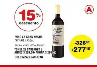 Atomo Conviene Vino La Gran Nacha Syrah 750cc oferta