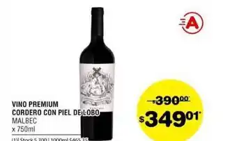Atomo Conviene Vino Premium Cordero Con Piel De Lobo Malbec 750ml oferta